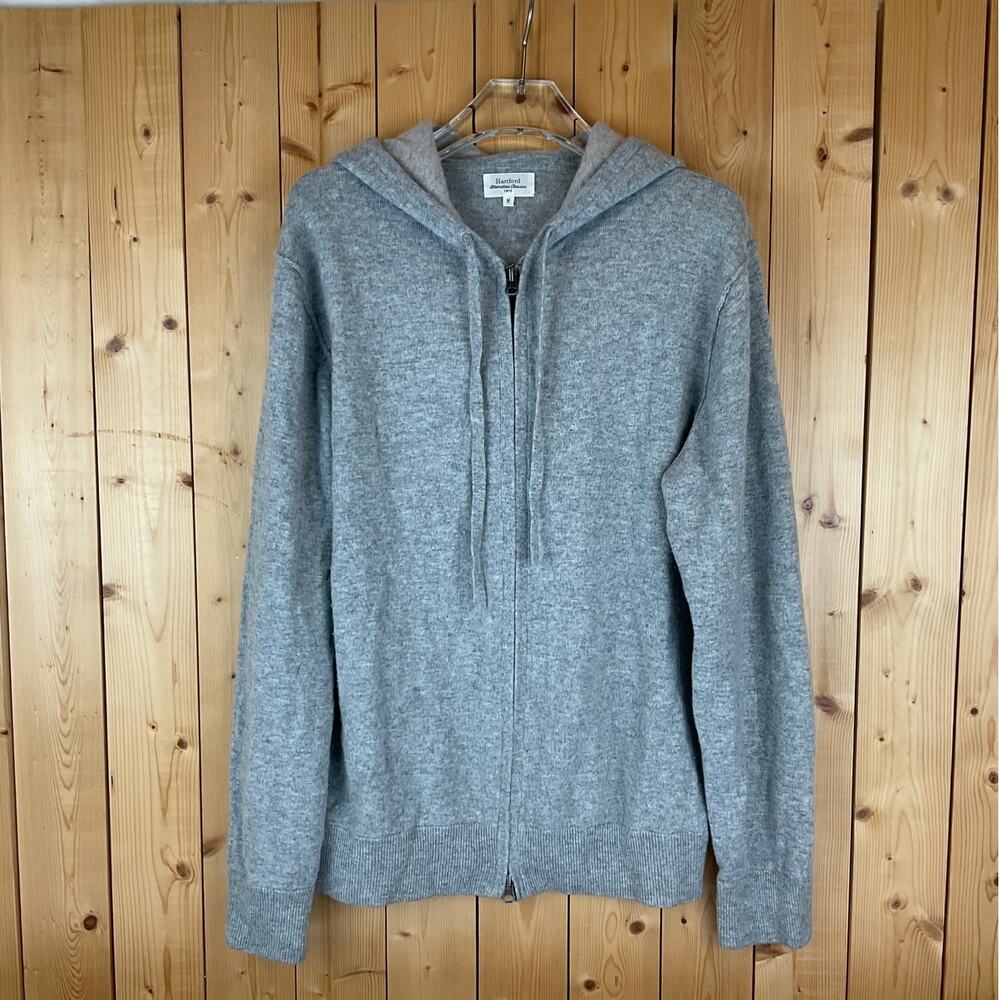 Hartford Men's Full-Zip Long Sleeve Wool/Cashmere Sweater, Gray - Size M